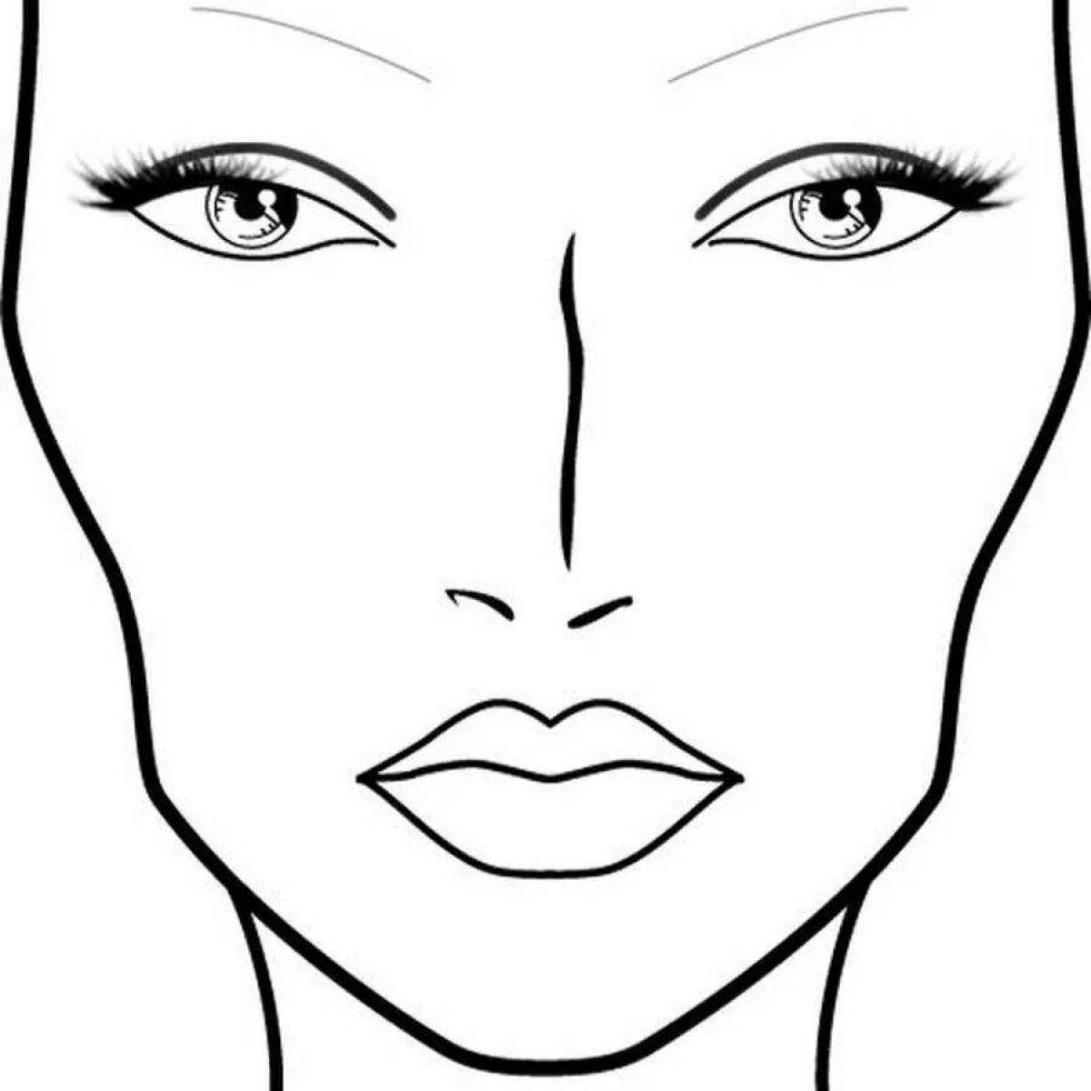 Charming makeup female face coloring page