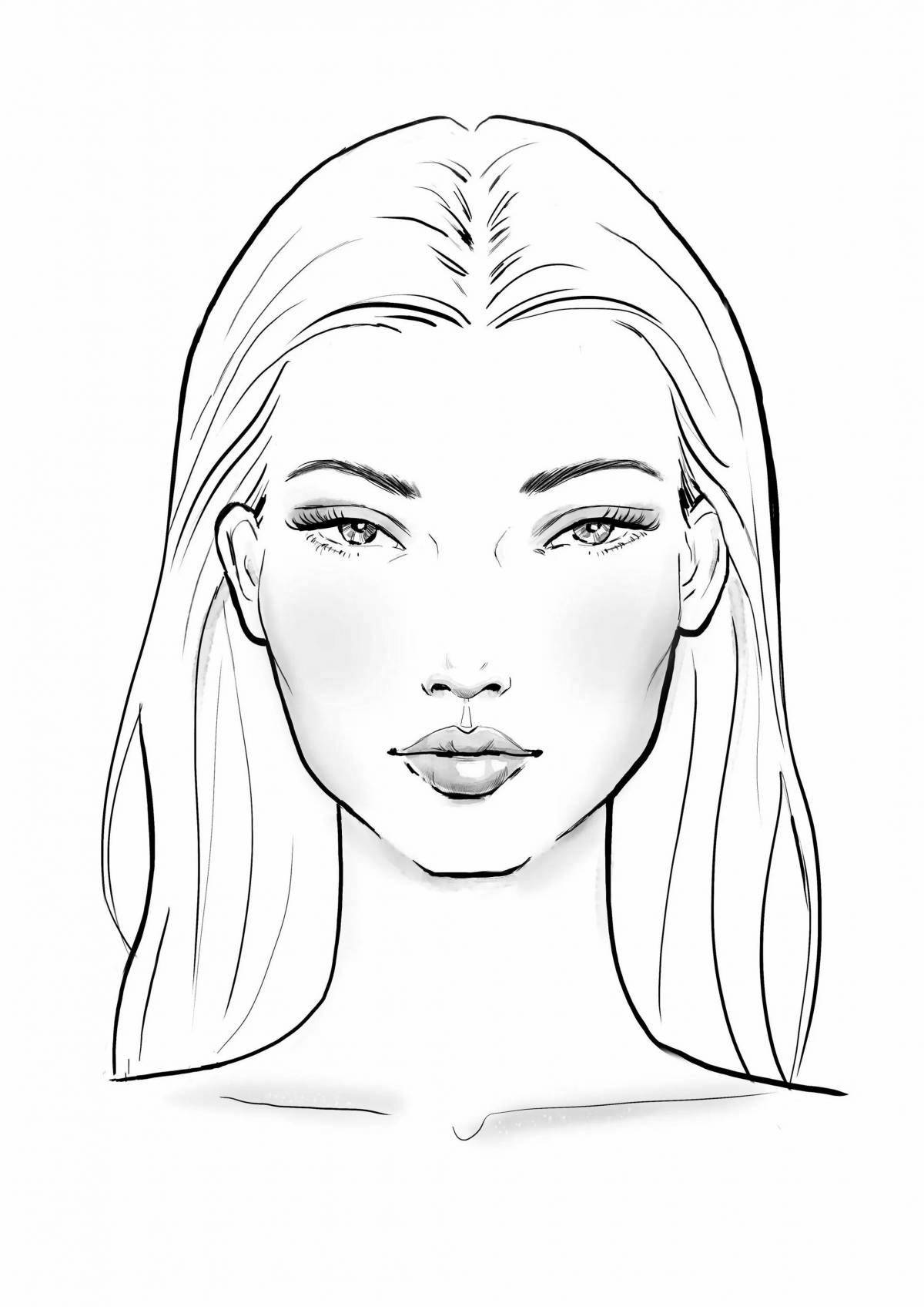 Coloring page charming makeup woman
