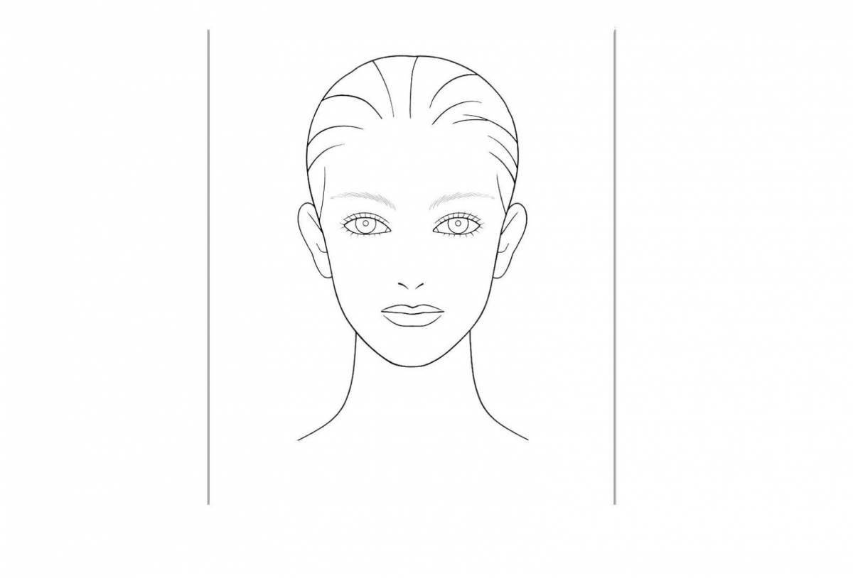 Delicate makeup female face coloring page