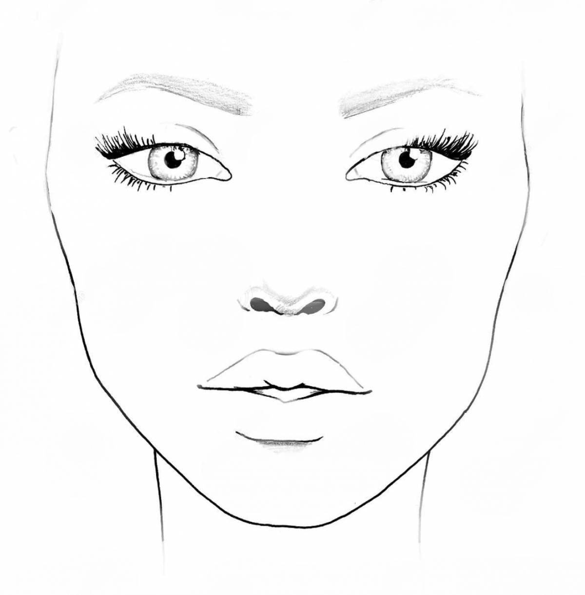 Exquisite make-up woman face coloring page