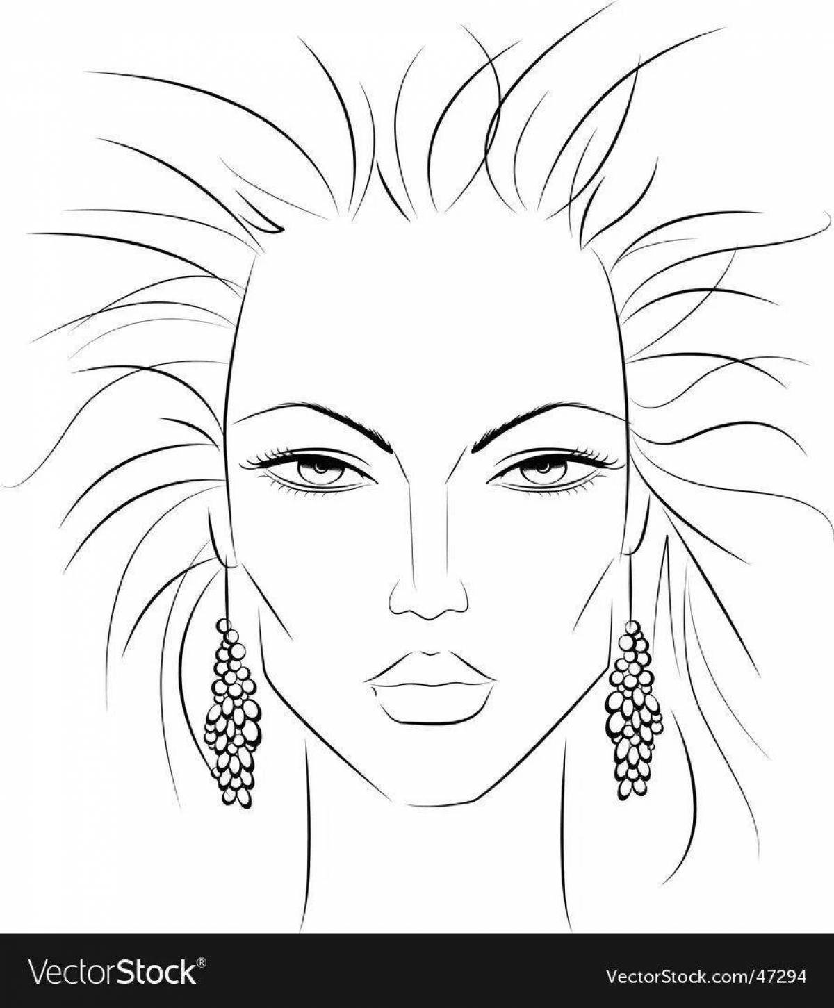 Exquisite makeup female face coloring page