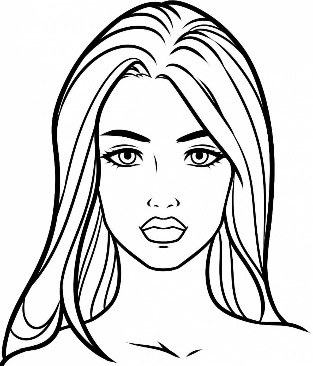 Gentle makeup female face coloring page