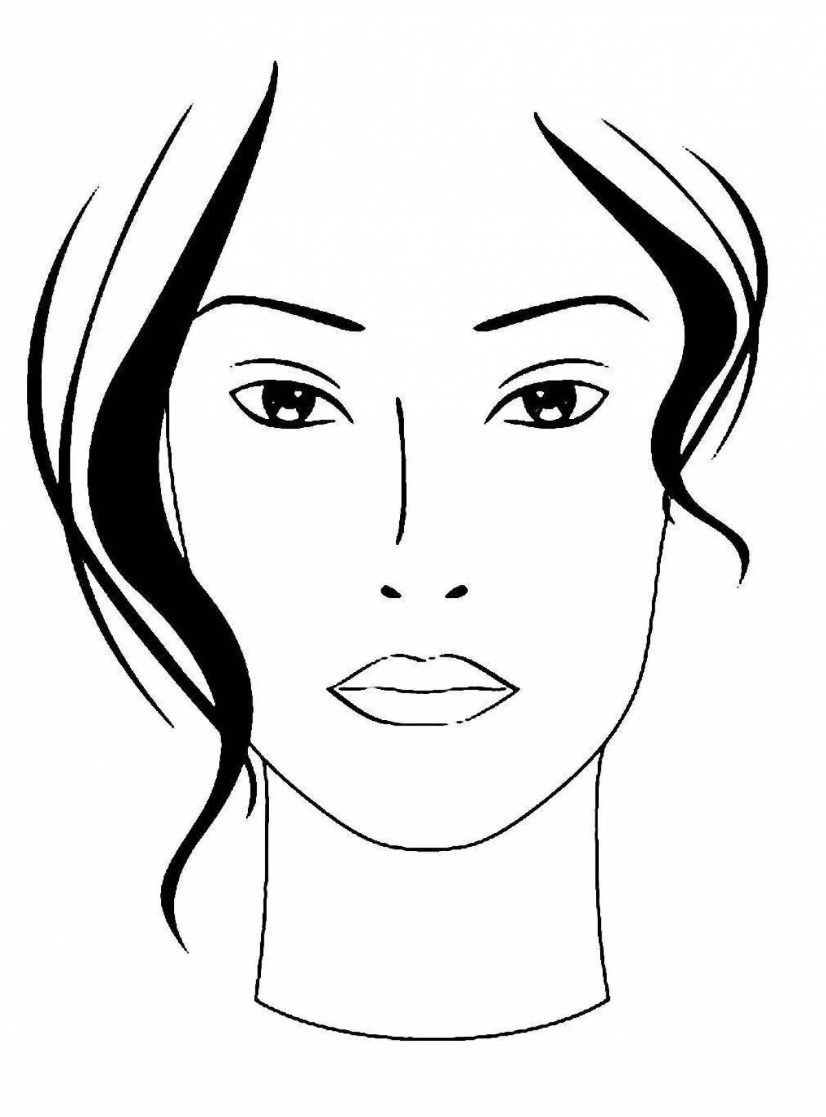Сияющий макияж женское лицо раскраски страница