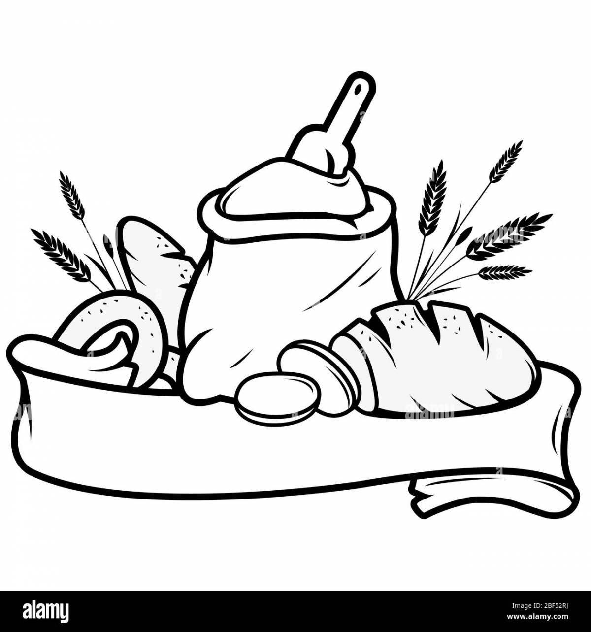 Appetizing loaf of bread coloring book for kids