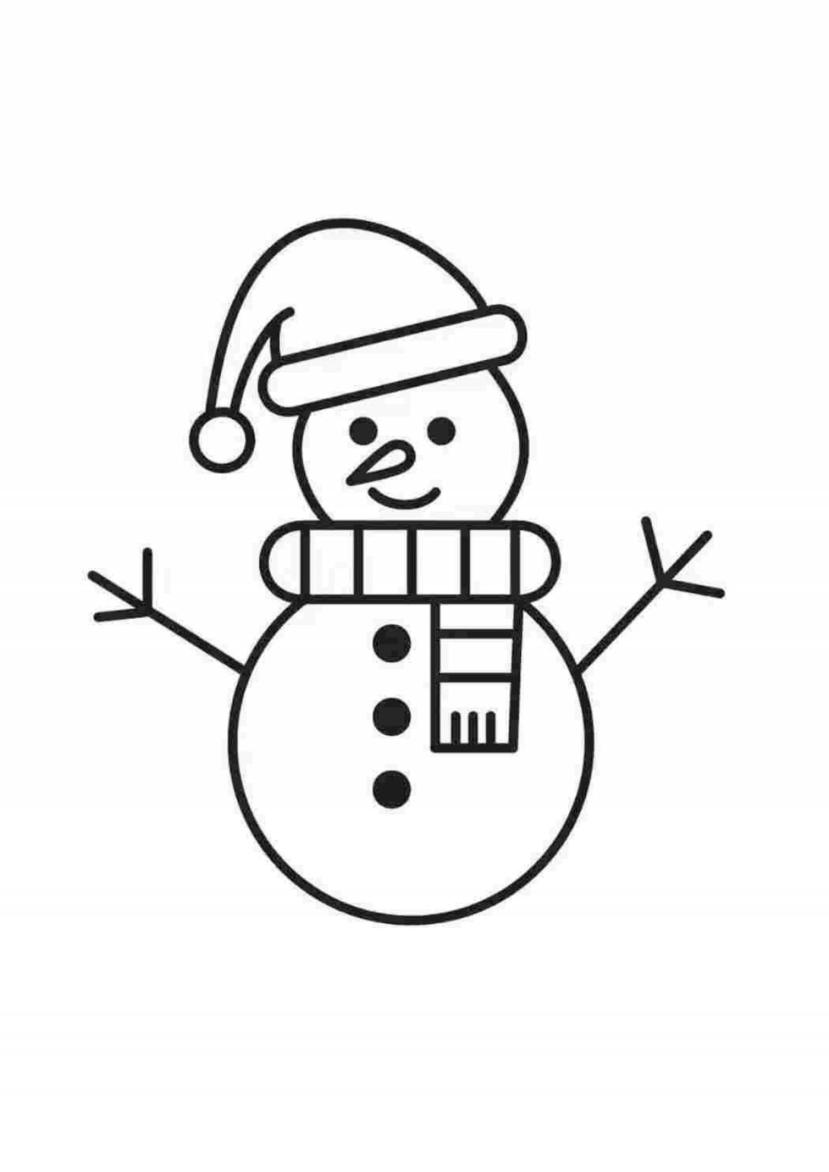 Fun coloring snowman for children 5 years old