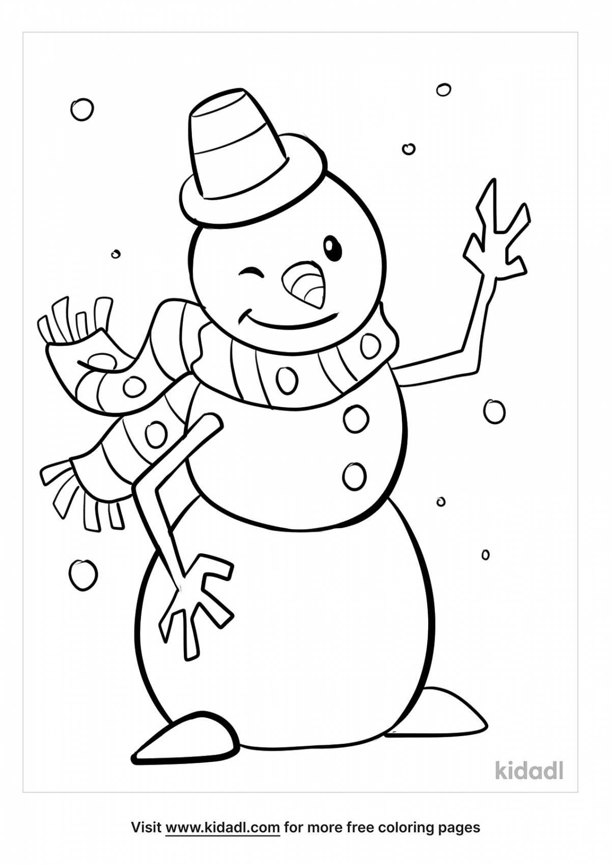 Праздничная раскраска снеговик для детей 5 лет