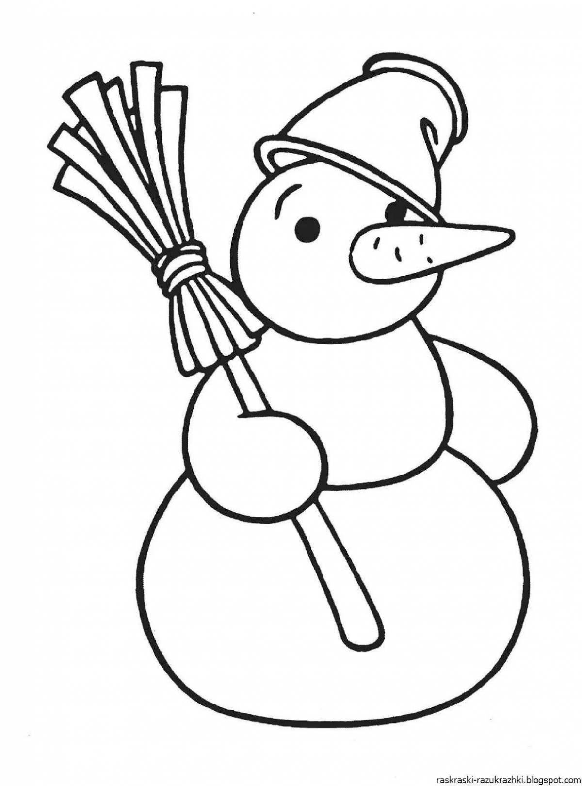 Очаровательная раскраска снеговик для детей 5 лет