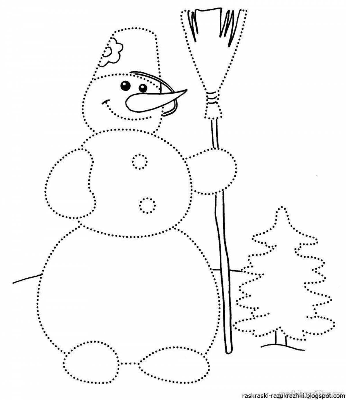 Cute snowman coloring book for 5 year olds