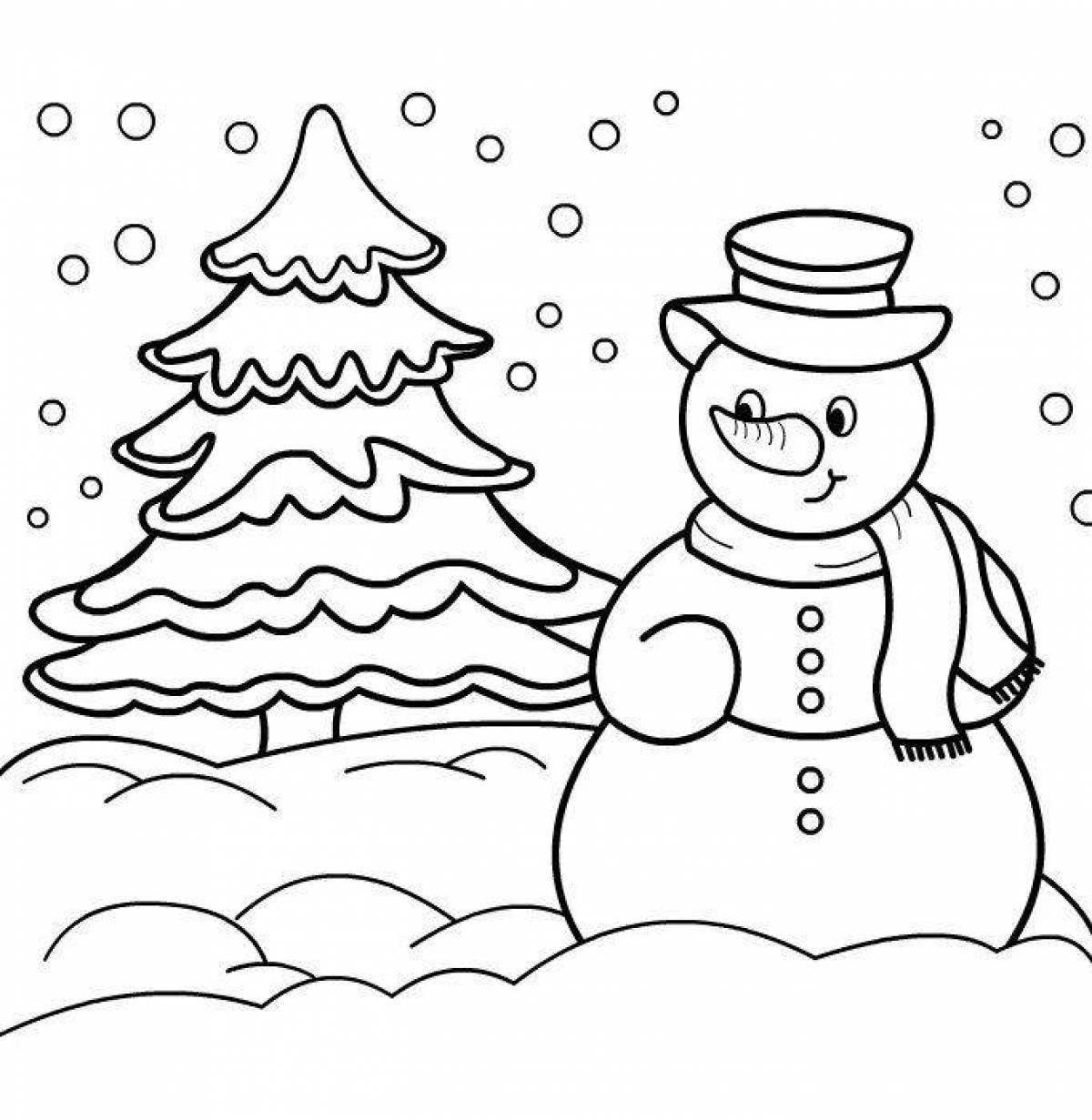 Inviting coloring book snowman for children 5 years old