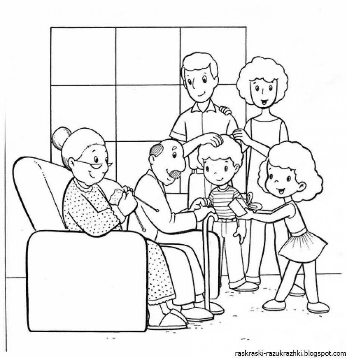 Fancy family coloring book for 7 year olds