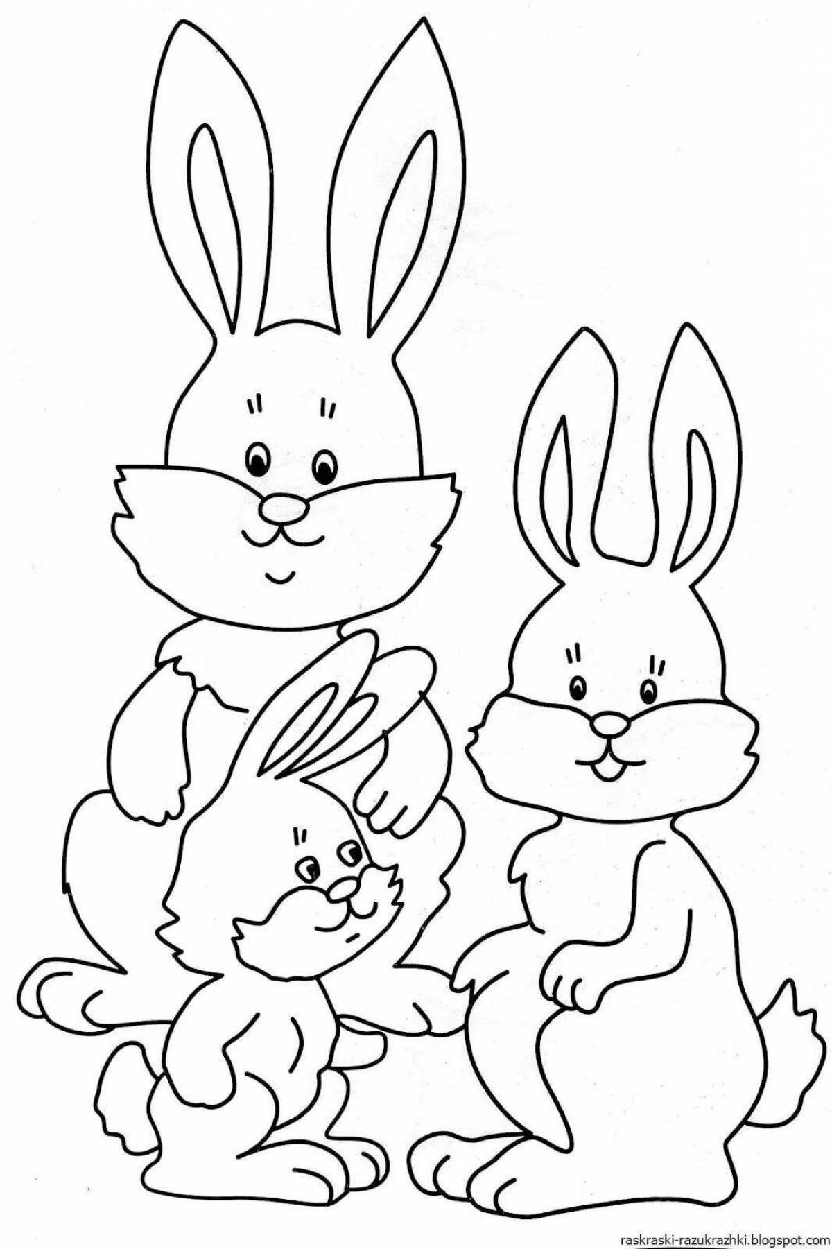 Милая раскраска кролик для детей 3 4