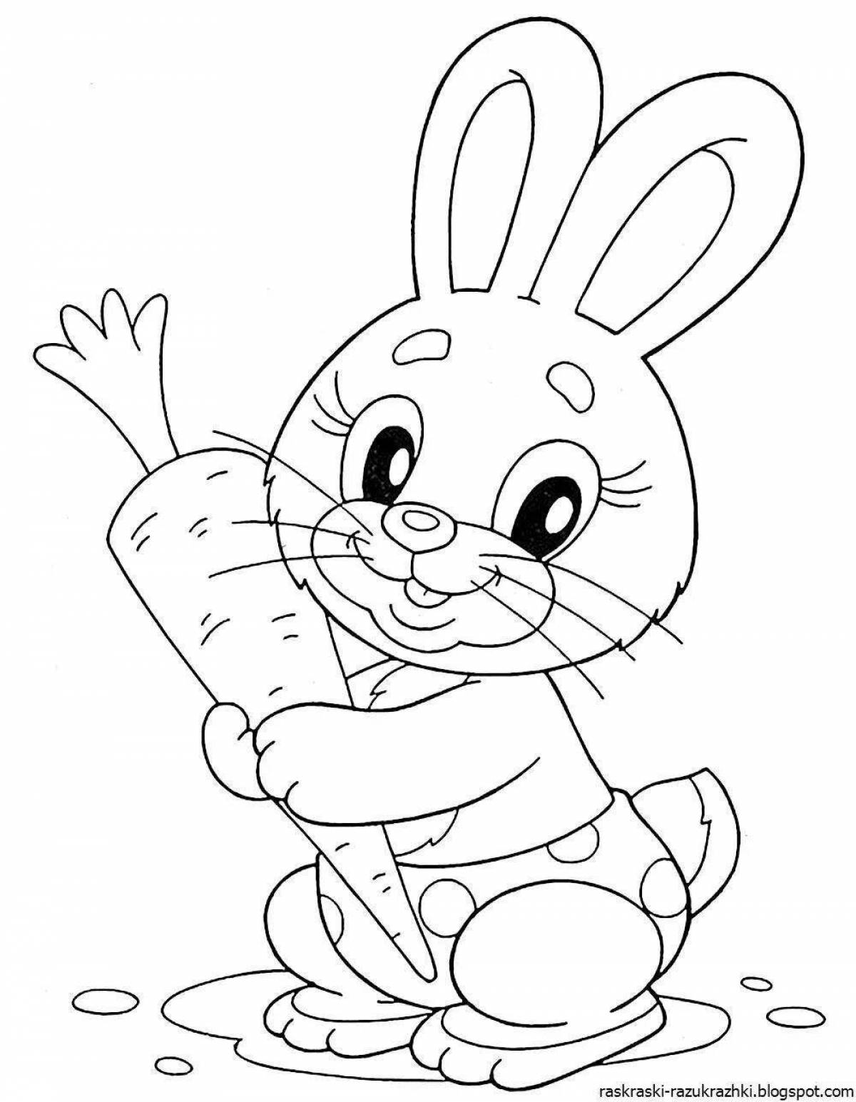 Playful rabbit coloring book for kids 3 4