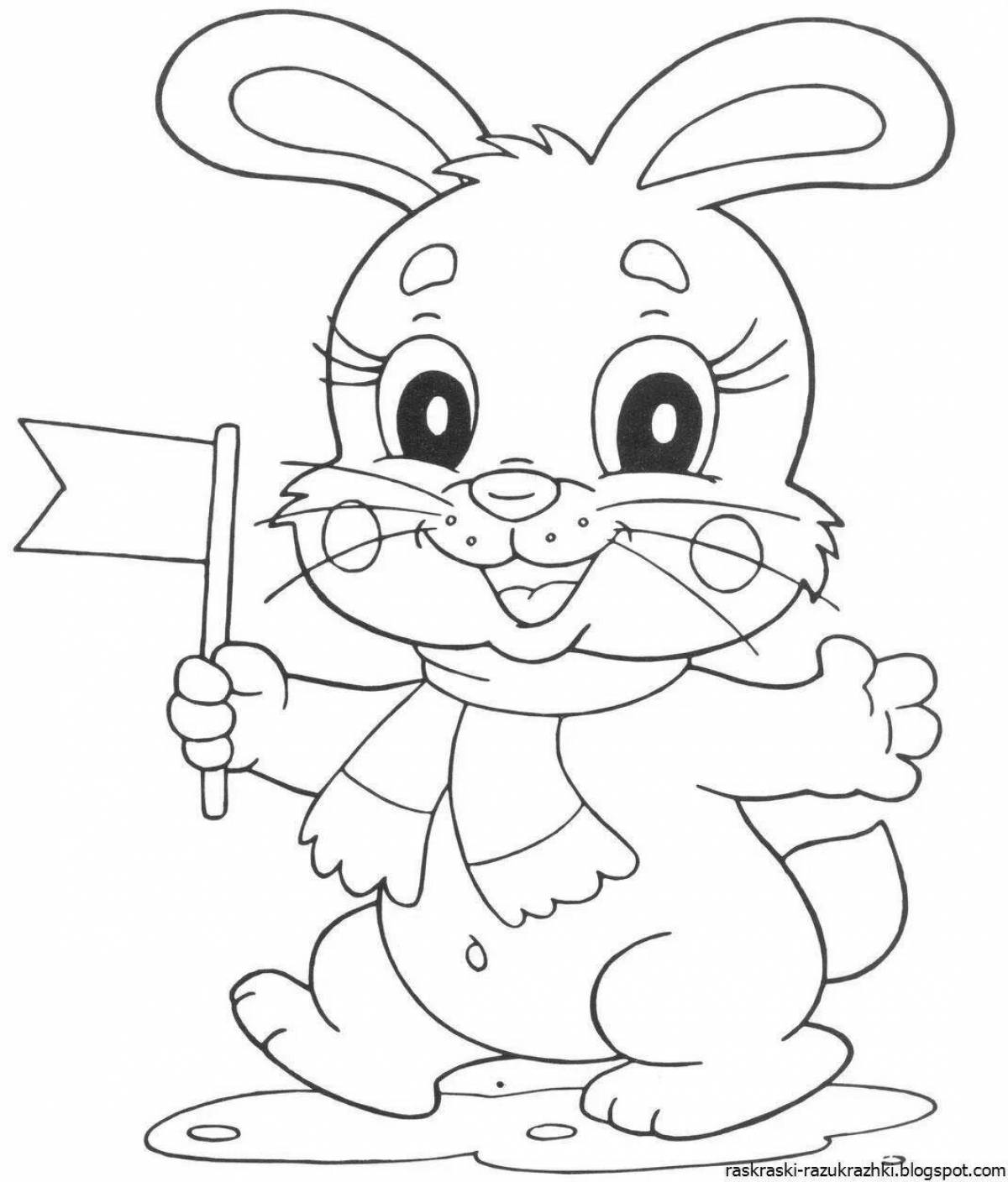 Colorful rabbit coloring book for kids 3 4