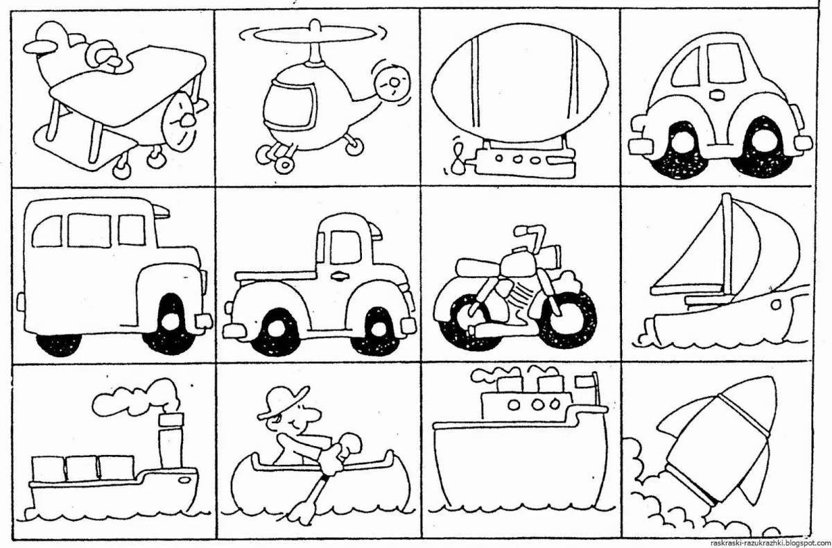 Playful transport professions coloring page
