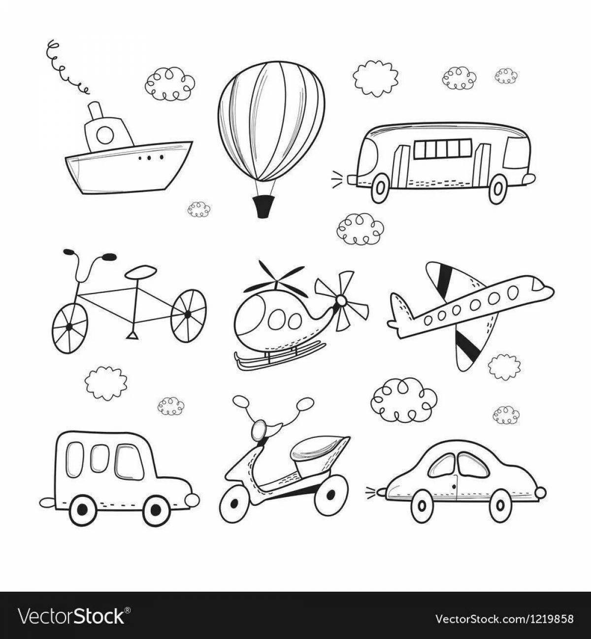 Colorful transportation professions coloring page