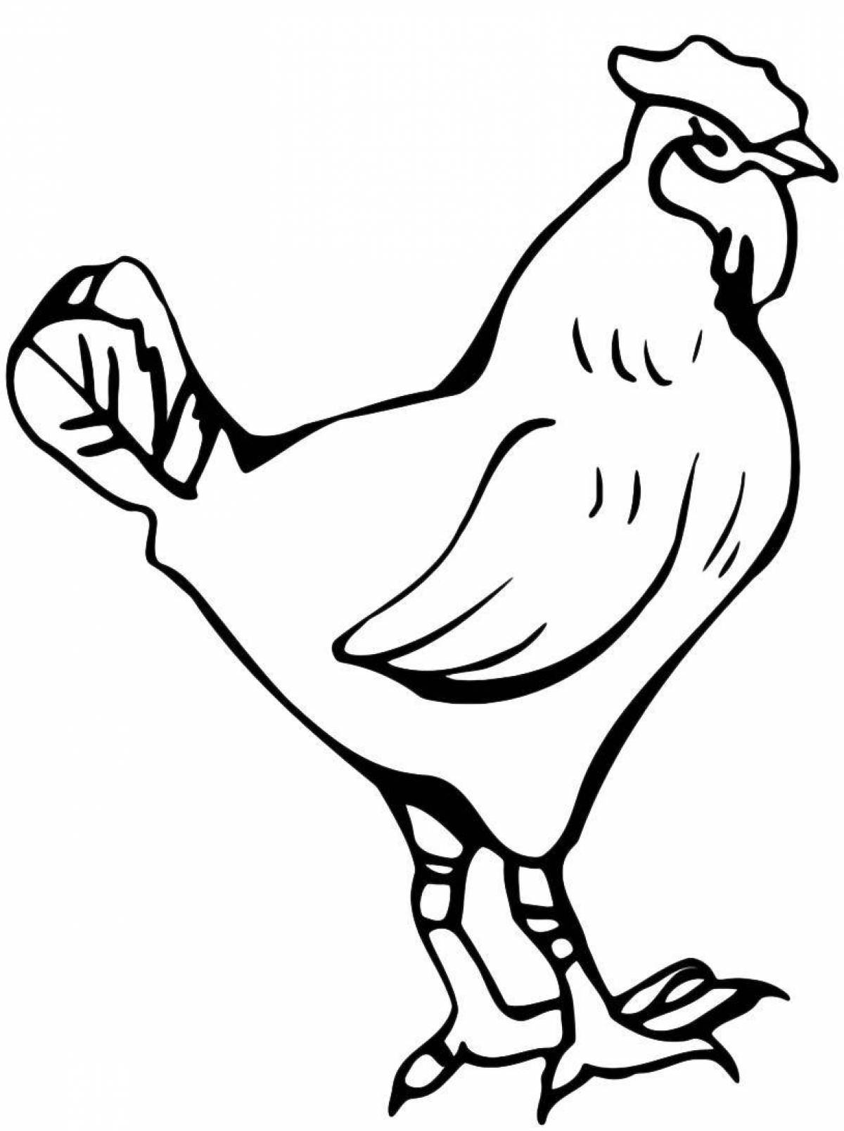 Amazing black chicken coloring page