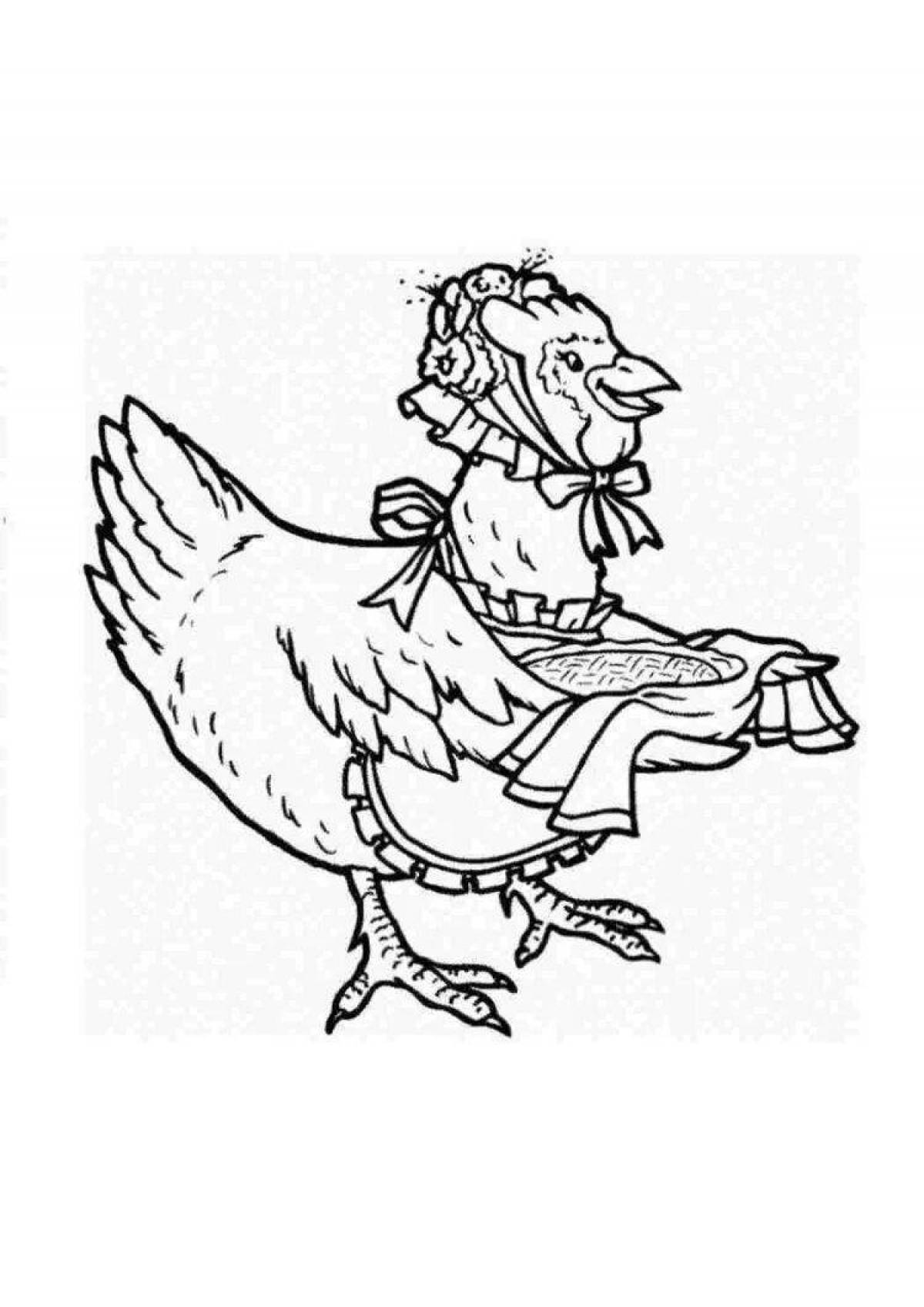 Gorgeous black chicken coloring page