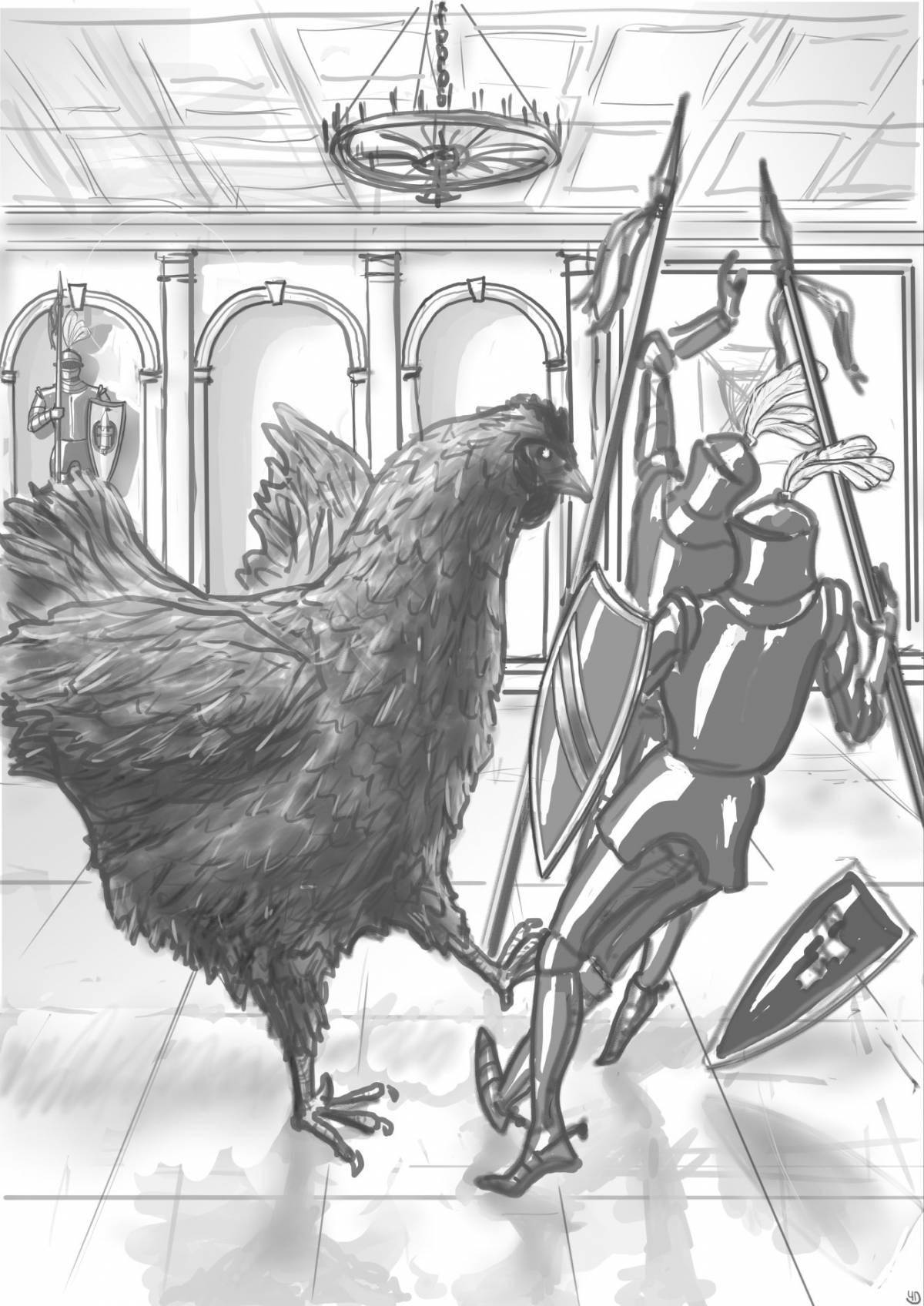 Glitter black chicken coloring page