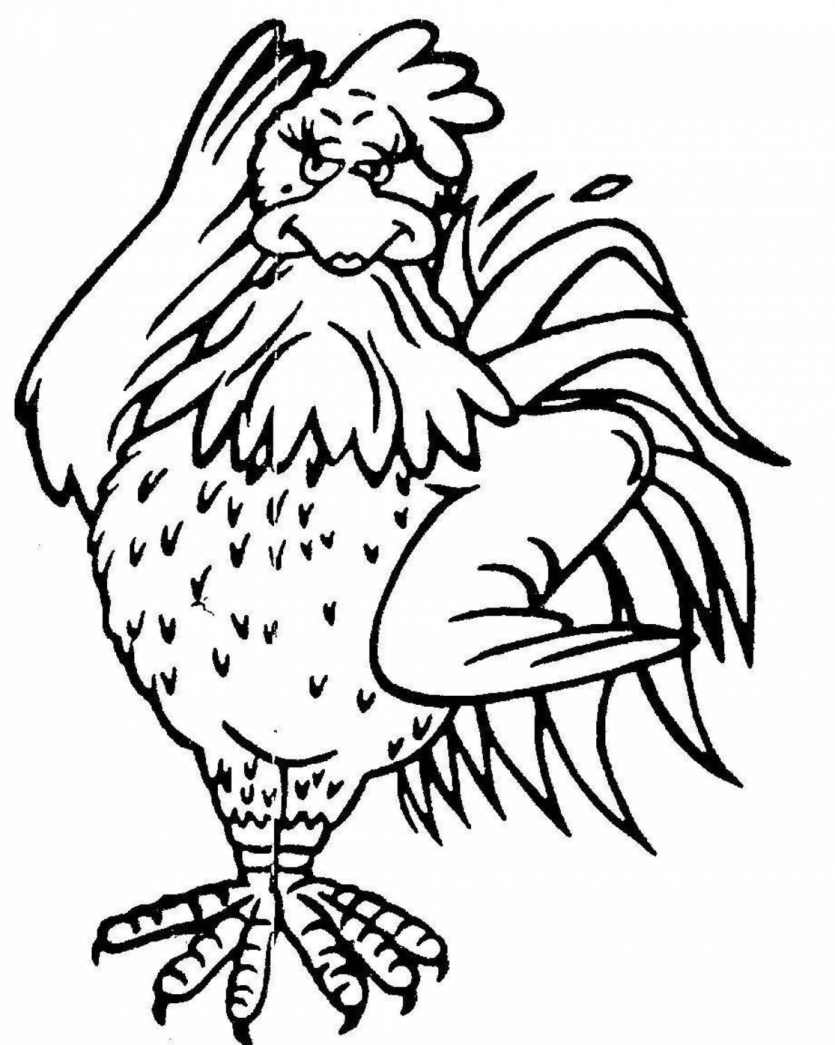 Awesome black chicken coloring page