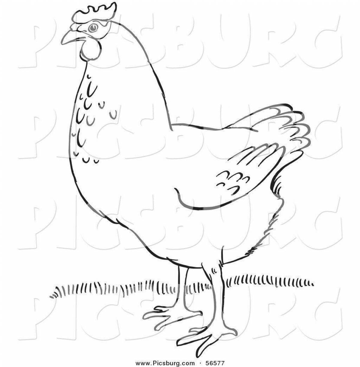 Glowing black chicken coloring page
