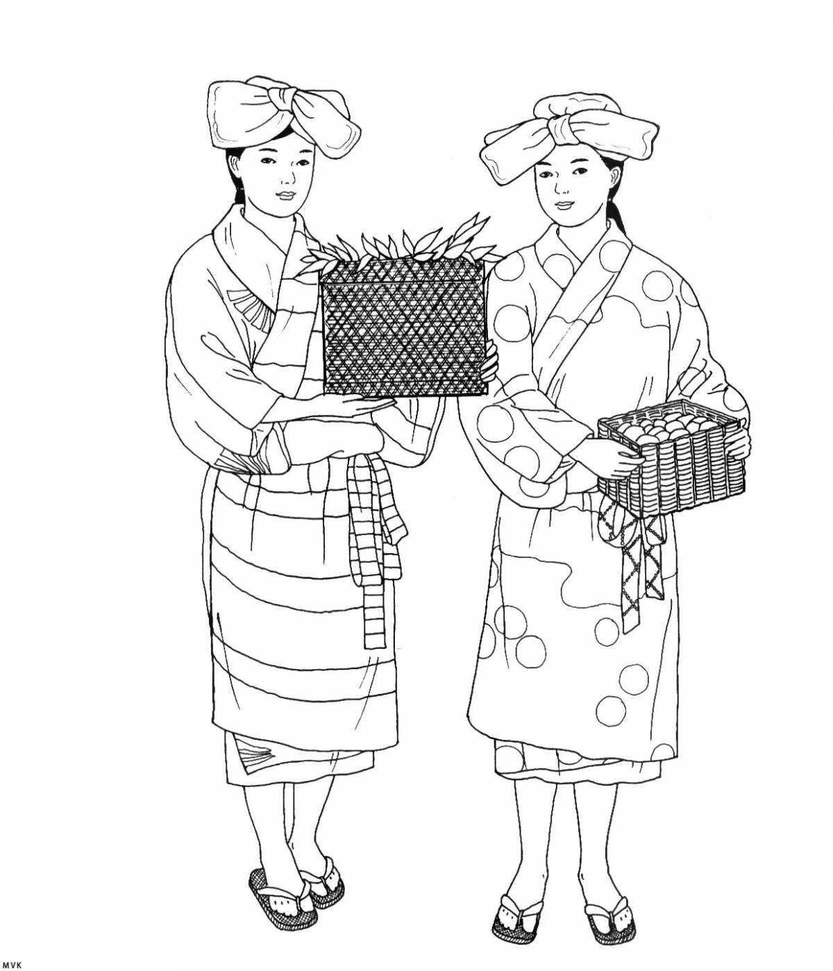 Потрясающая японская девочка-раскраска