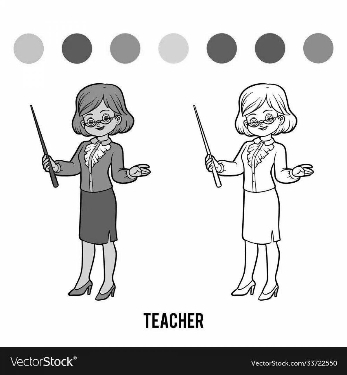 Teacher at blackboard with pointer #1