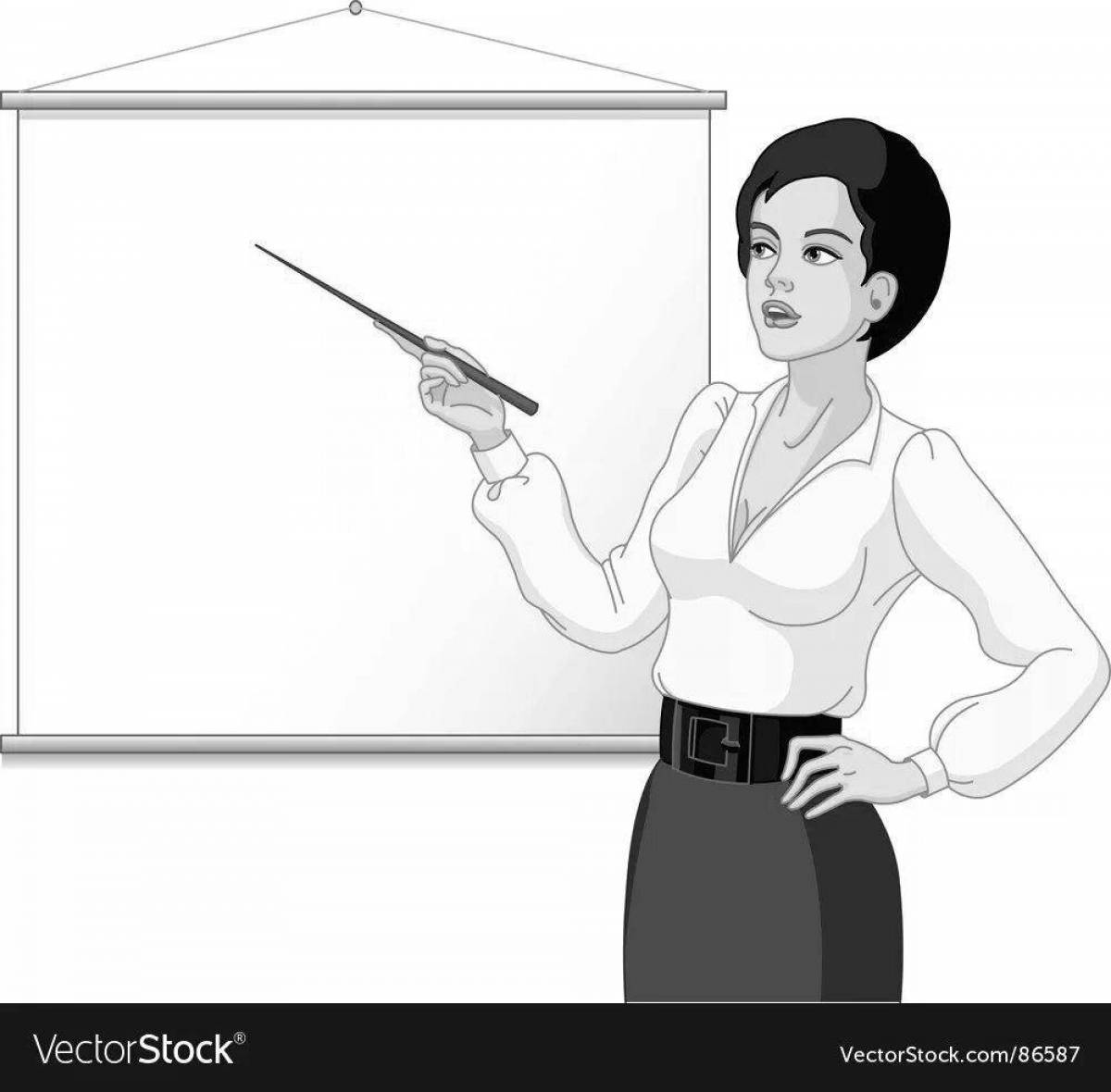 Teacher at blackboard with pointer #7