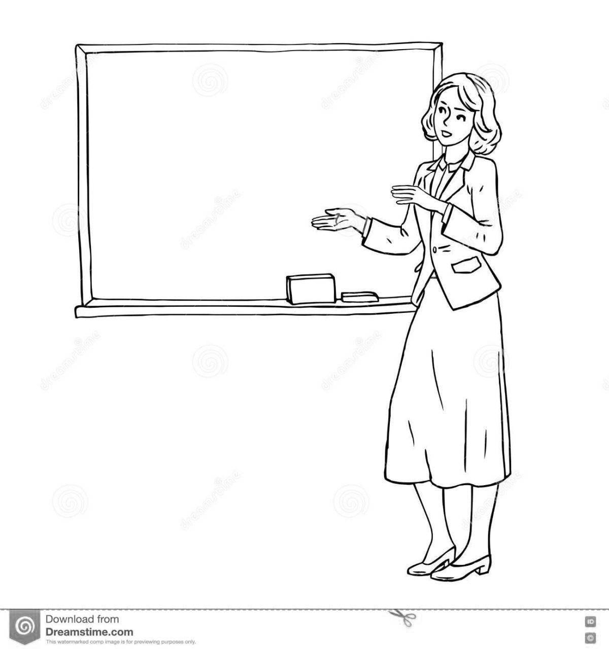 Teacher at blackboard with pointer #12