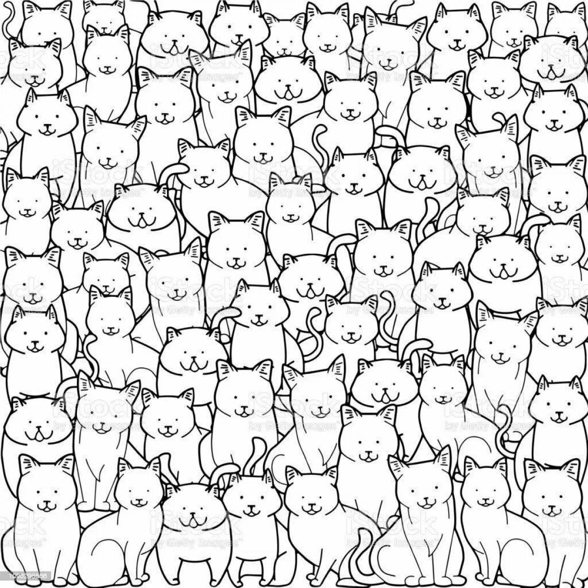 Веселое много котиков на одной странице