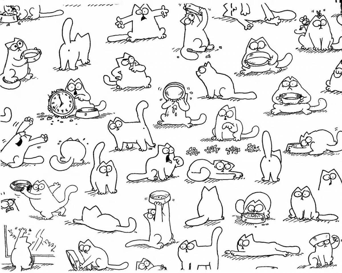 Friendly many cats on one page
