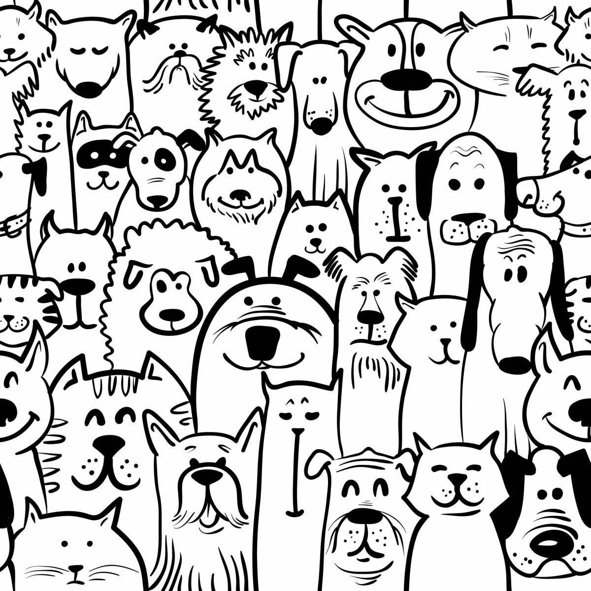 Bright many cats on one page