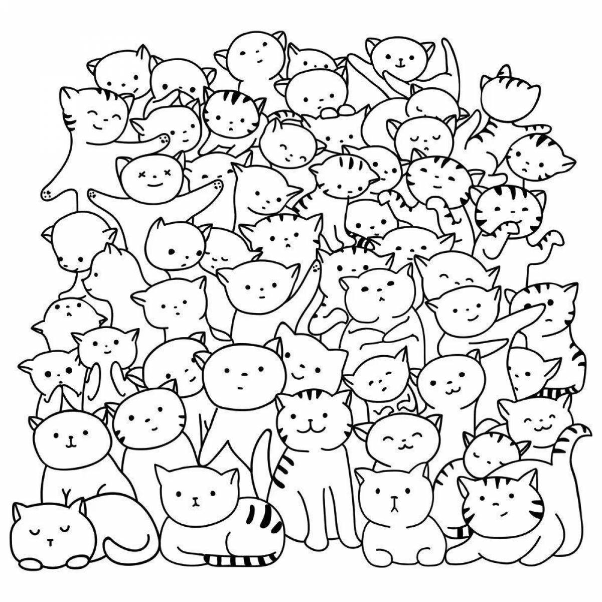 Восхитительные много кошек на одной странице