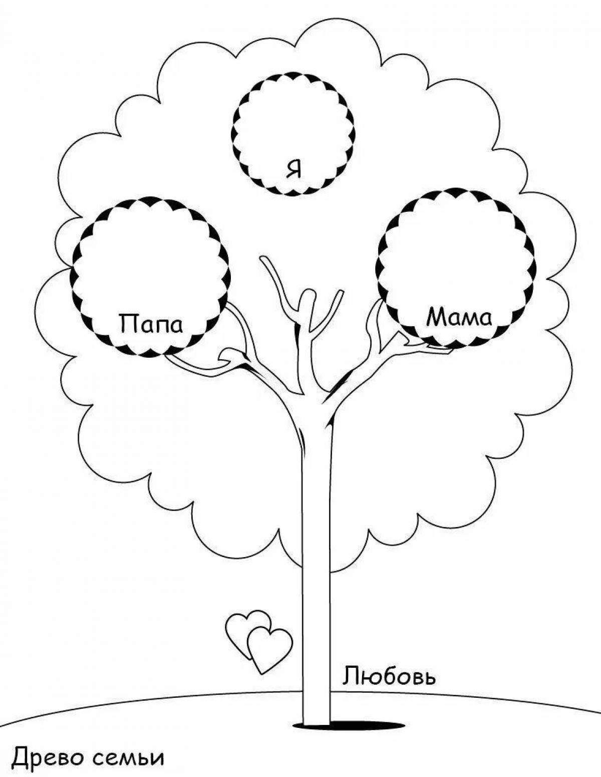 Joyful family tree template for kids