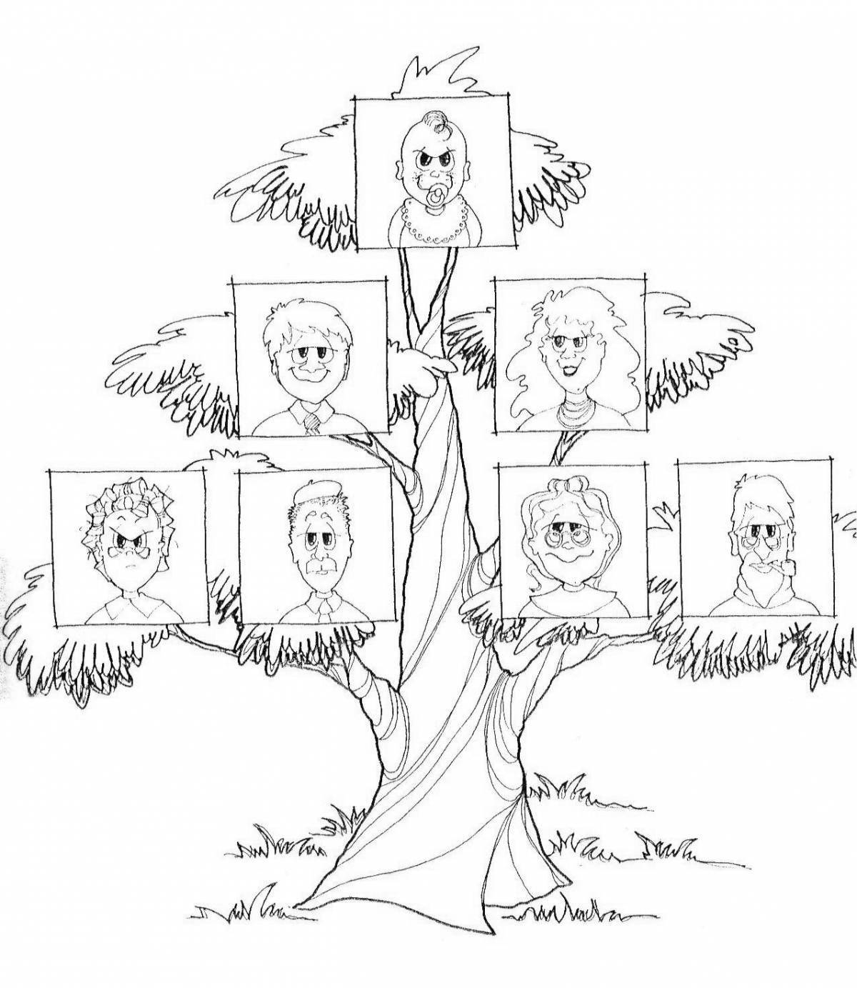 Playful family tree template for kids