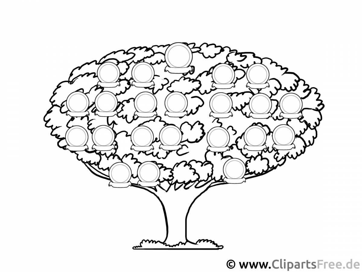 Увлекательный шаблон семейного древа для детей
