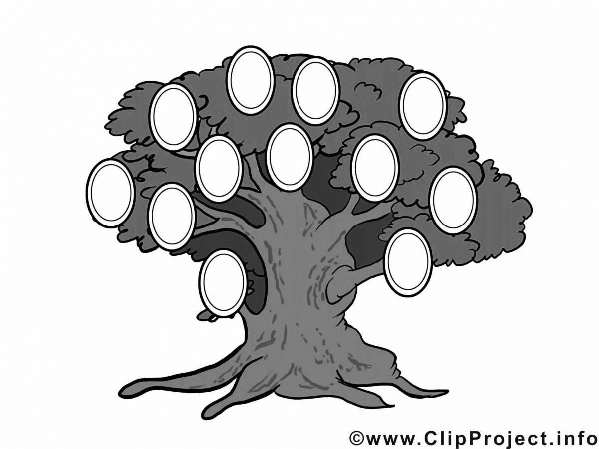 Colorful glowing family tree template for kids