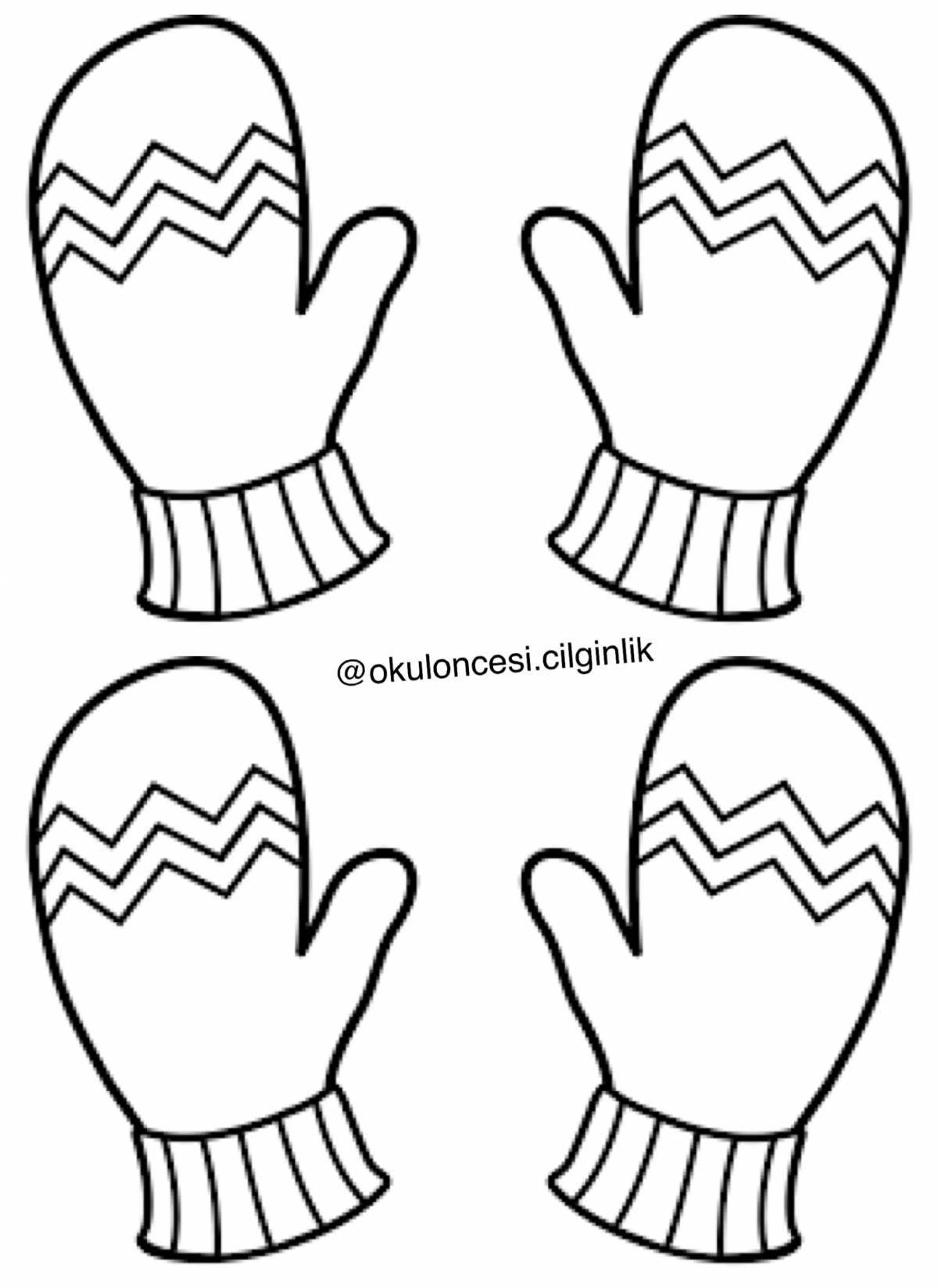 Coloring page cozy house in mittens for young students