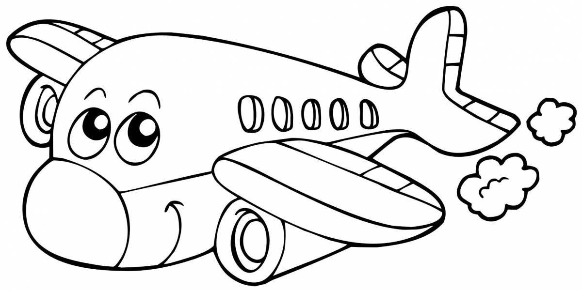 Веселая страница раскраски самолетов для детей
