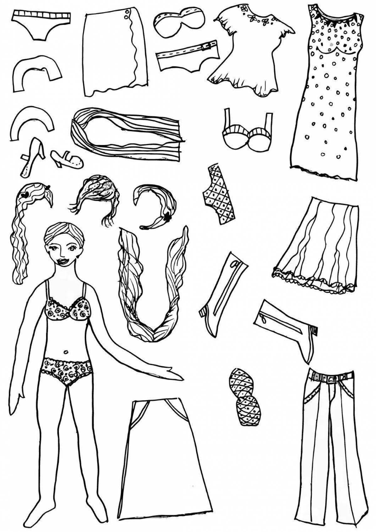 Playful barbie with clothes to cut out