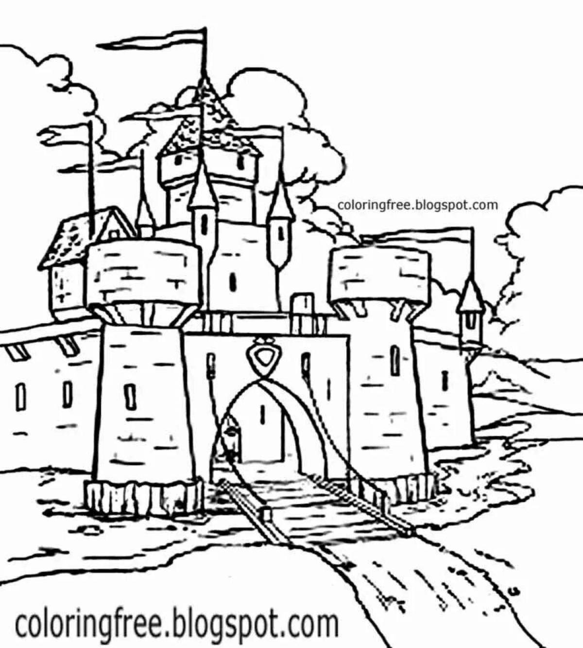 Раскраска сказочный старый замок для 4-го класса
