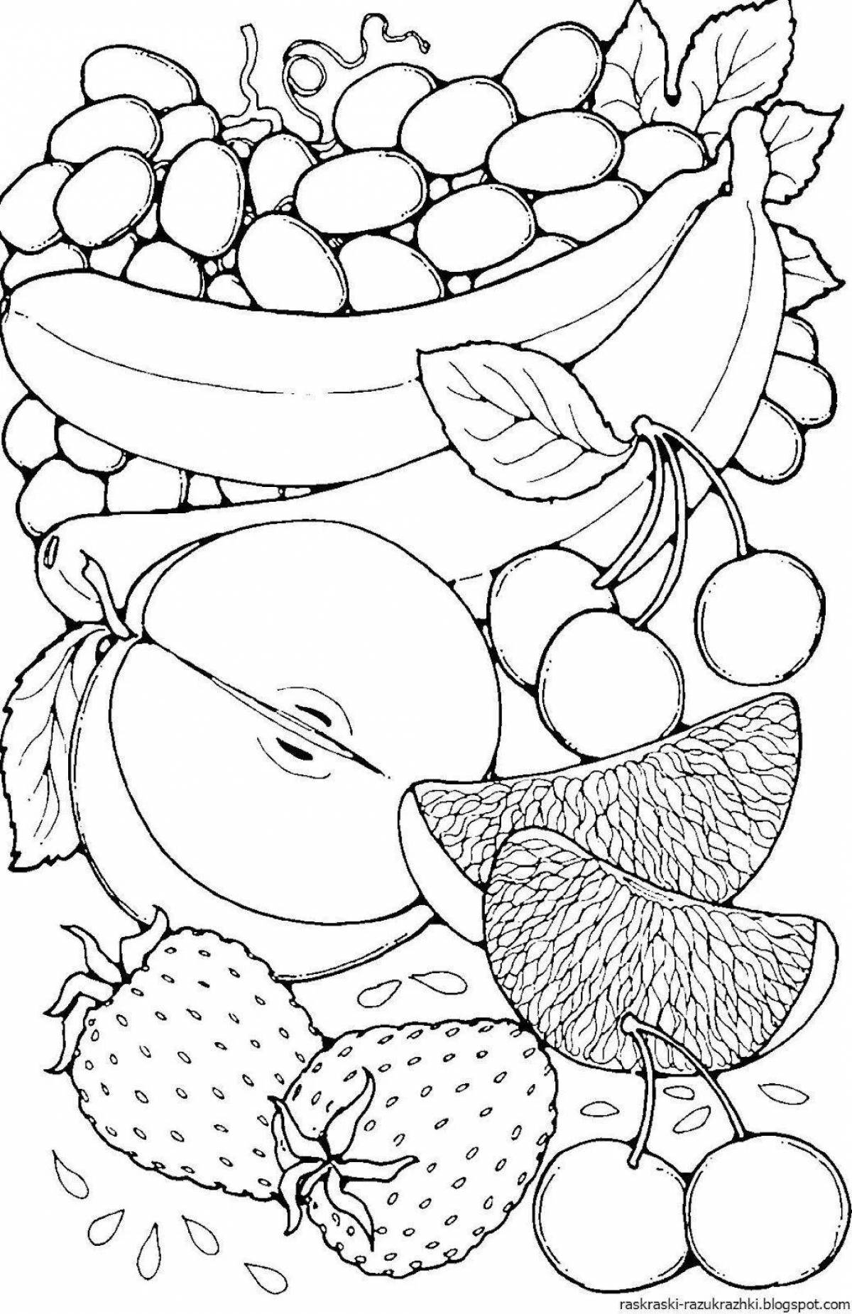 Sweet coloring pages fruits and berries for girls