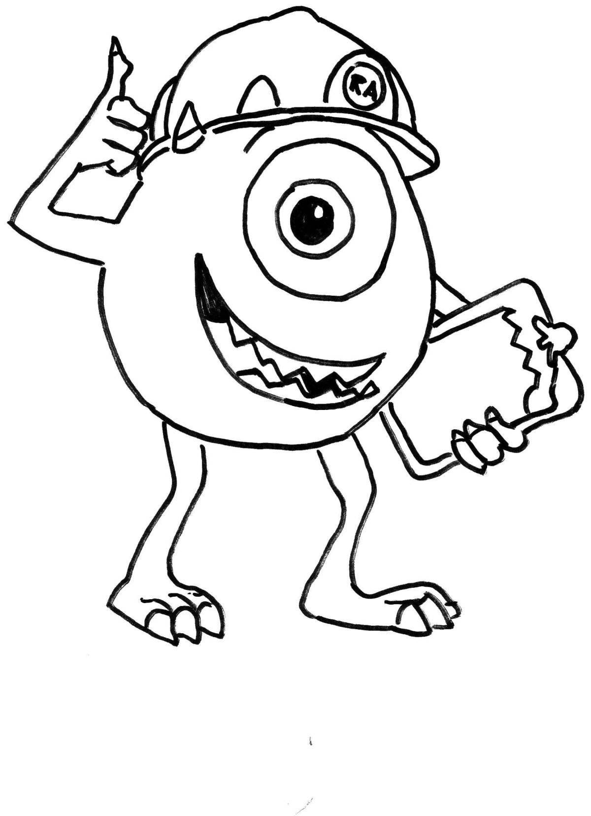 Colorful monsters inc coloring page for kids