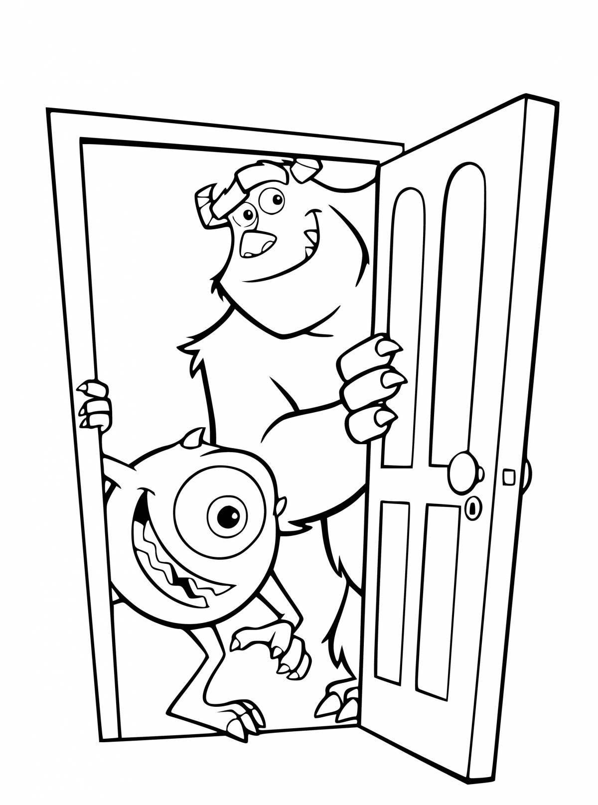 Adorable monsters corporation coloring page for kids