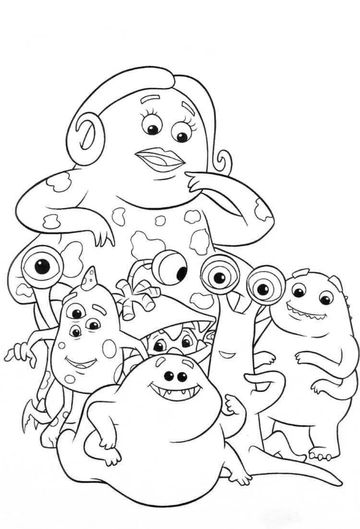 Colourful Monsters Inc coloring book for kids