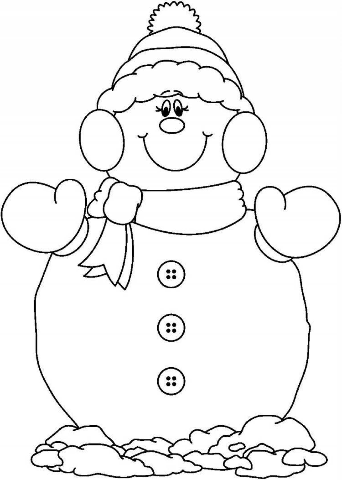 Очаровательная раскраска снеговик для детей 2 3