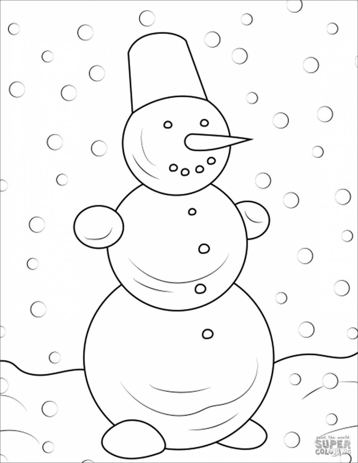 Милая раскраска снеговик для детей 2 3