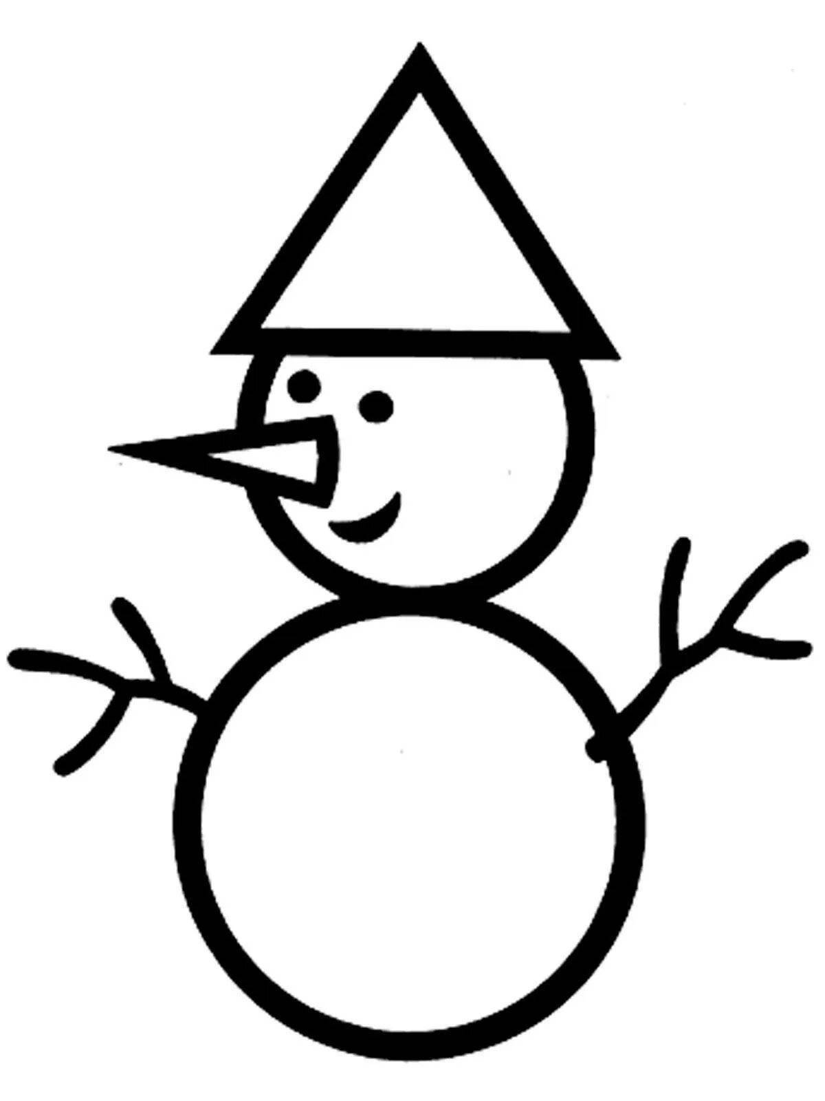 Забавная раскраска снеговик для детей 2 3