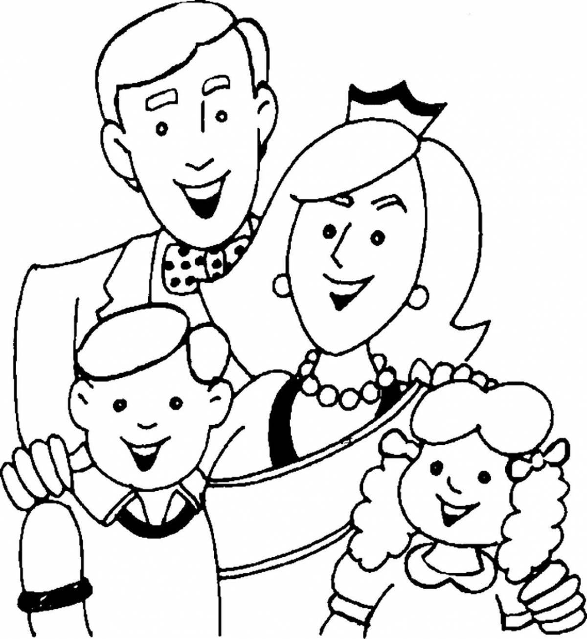 Радостная раскраска мама и папа для детей