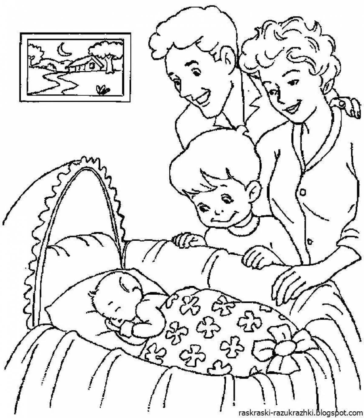 Заботливая раскраска мама и папа для детей