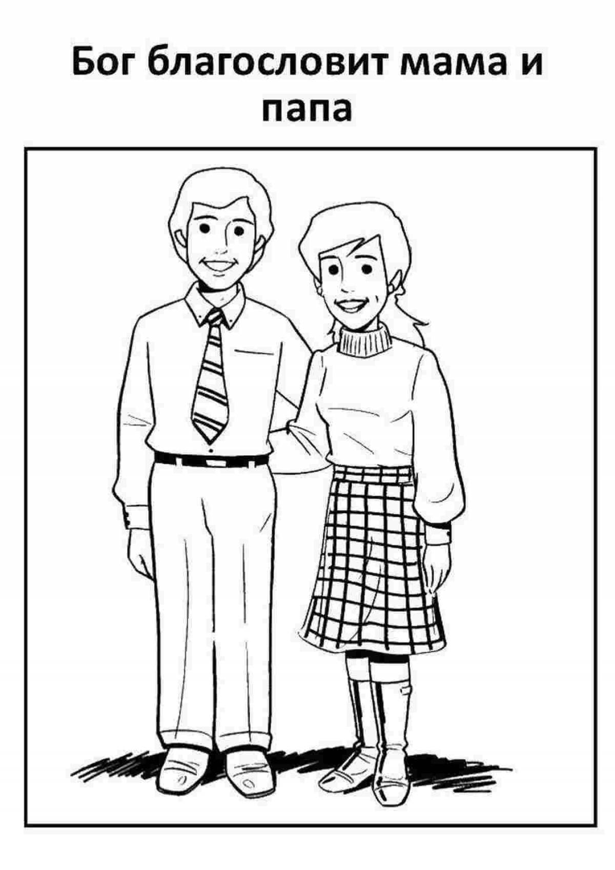 Nice mom and dad coloring book for kids